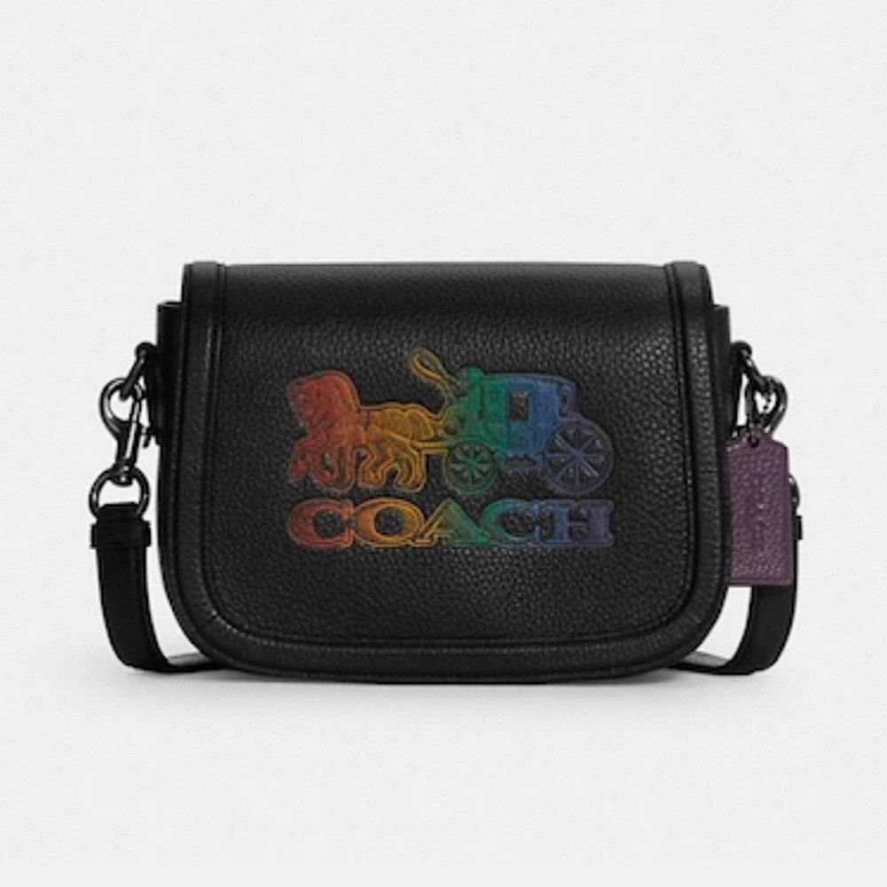 New COACH Saddlebag Crossbody w/ Horse Carriage ❤🧡💛💚💙💜